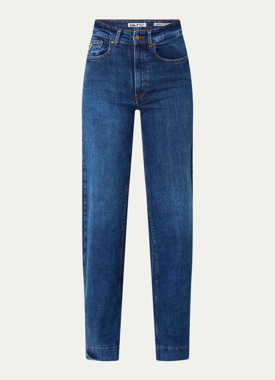 Lois Rosa high waist wide leg jeans met steekzakken - voorkant indigo