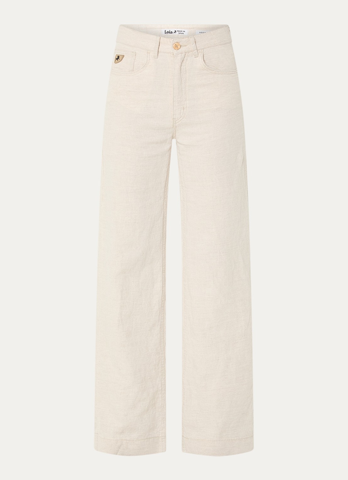 Lois Rosa-R high waist loose fit pantalon in linnenblend - voorkant 2 beige