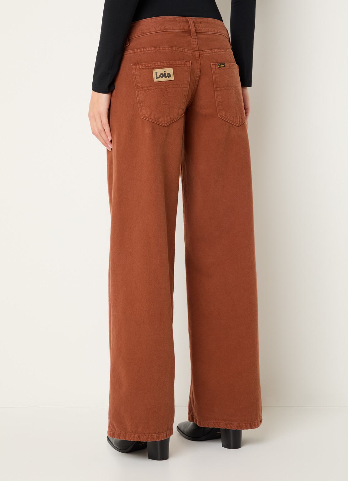 Lois Skale mid waist wide leg jeans met gekleurde wassing - achterkant 3 oranjebruin