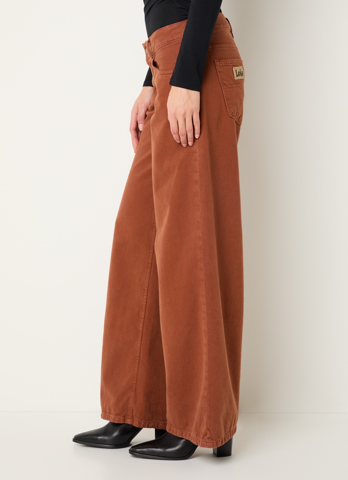 Lois Skale mid waist wide leg jeans met gekleurde wassing - detail 5 oranjebruin