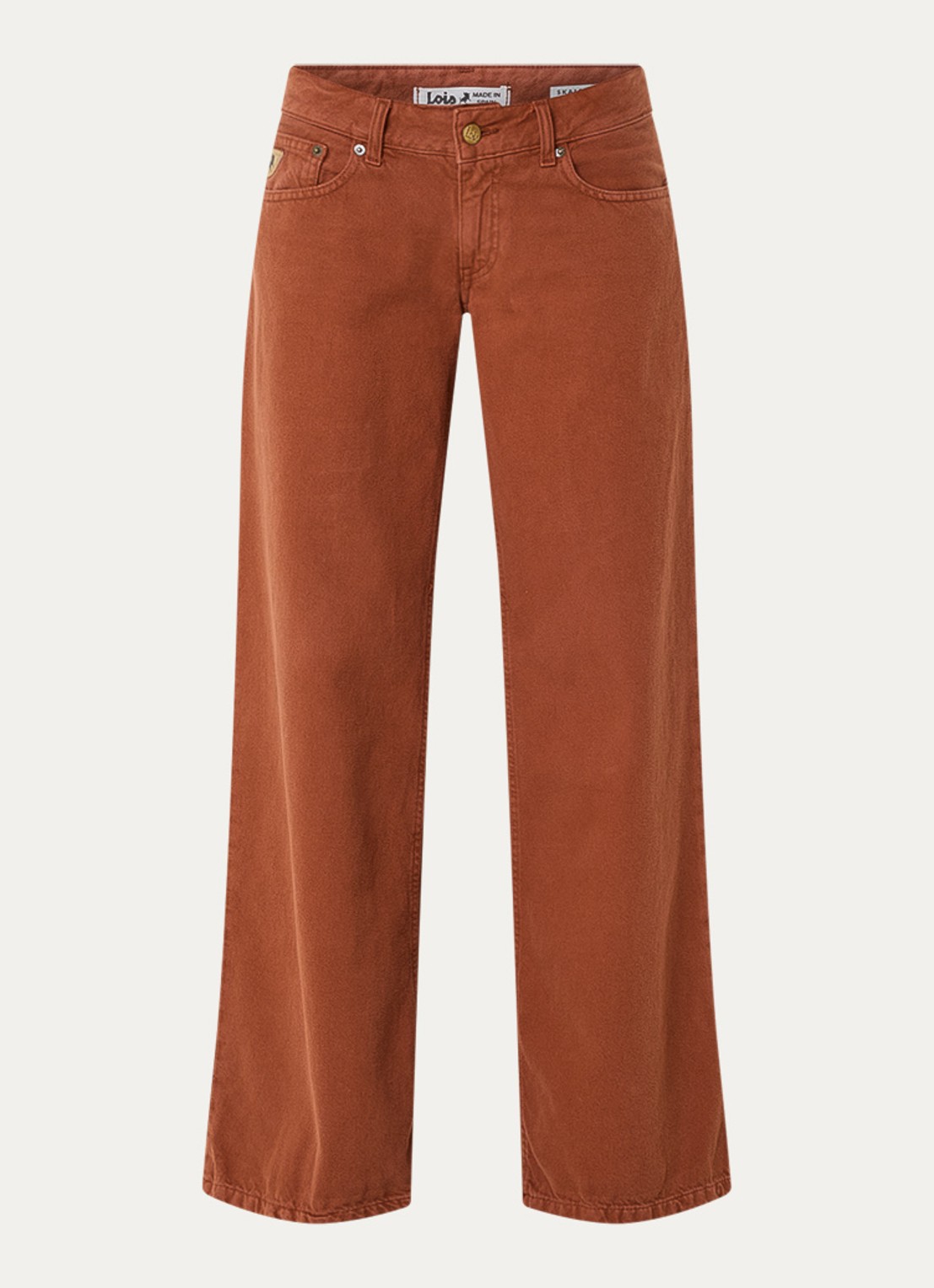 Lois Skale mid waist wide leg jeans met gekleurde wassing - voorkant oranjebruin