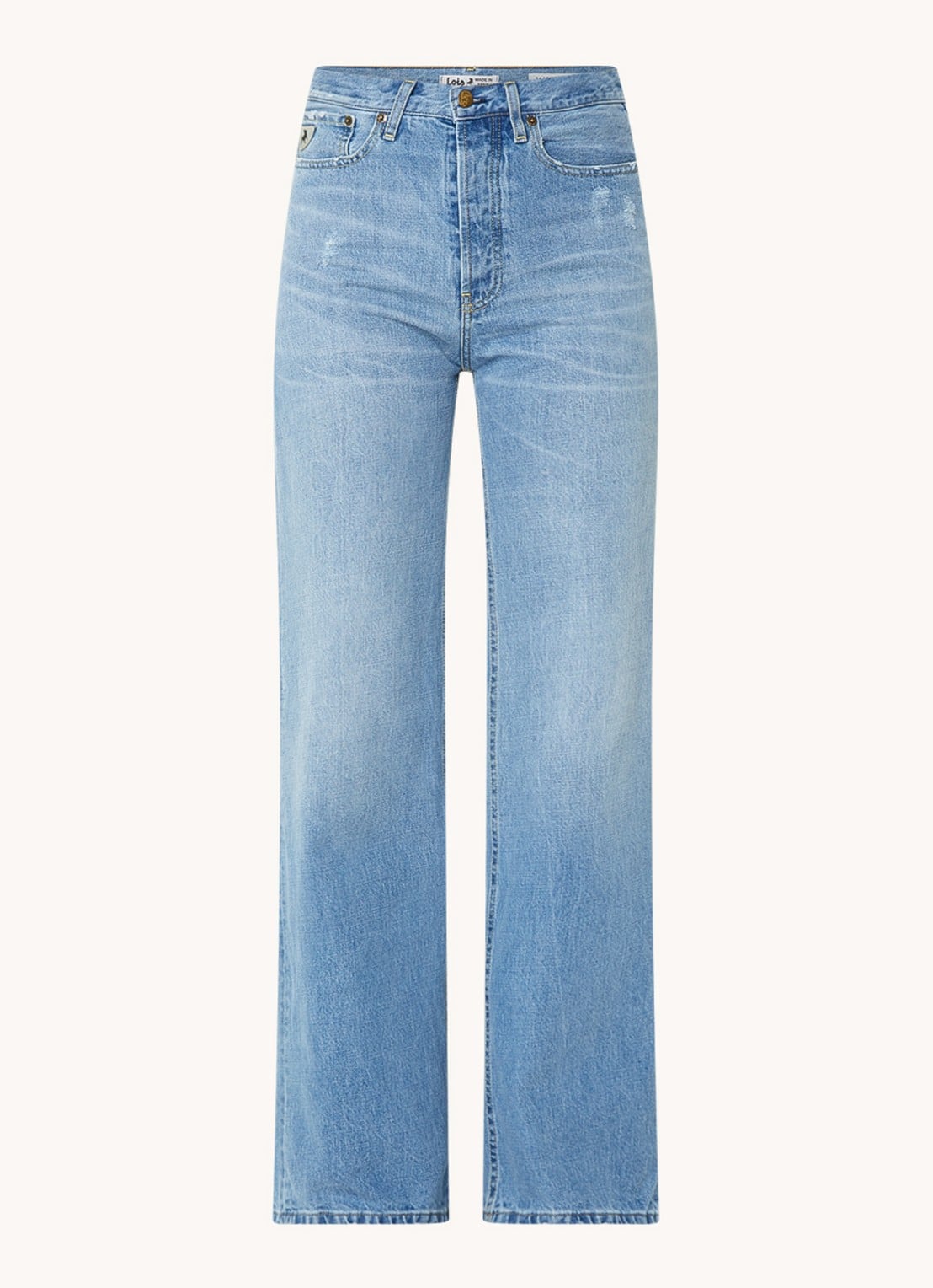 Lois Skater high waist loose fit jeans met lichte wassing - voorkant 2 indigo
