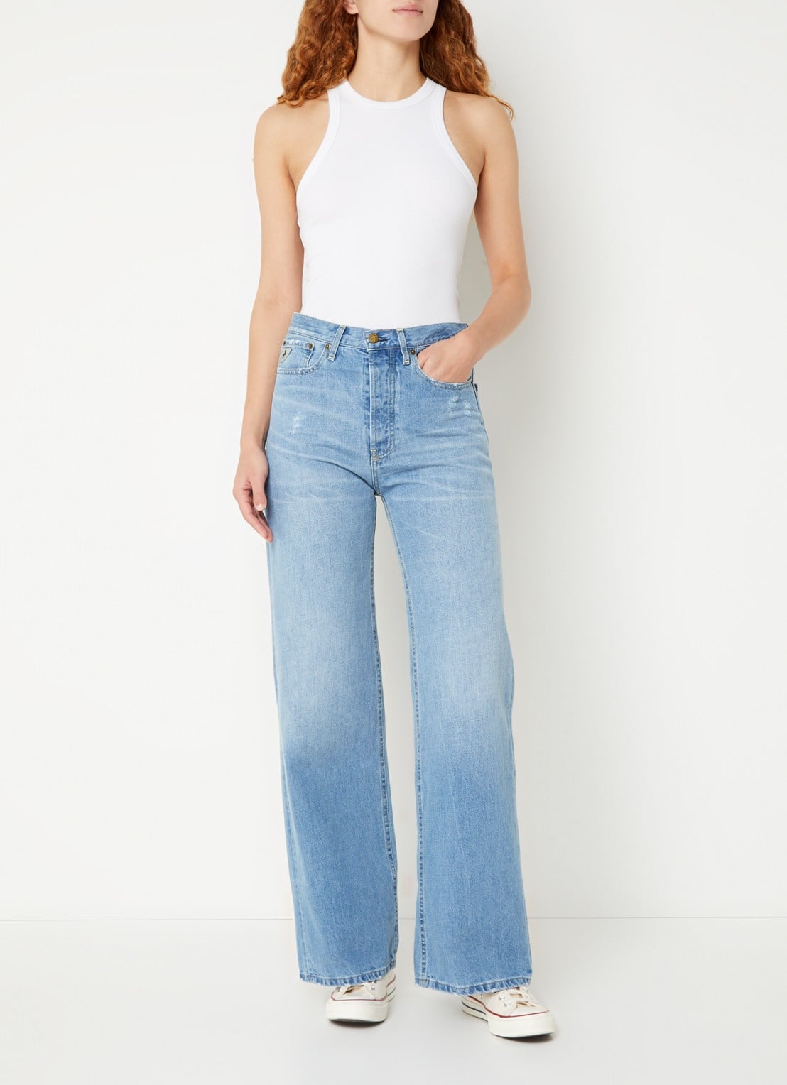 Lois Skater high waist loose fit jeans met lichte wassing - voorkant 3 indigo