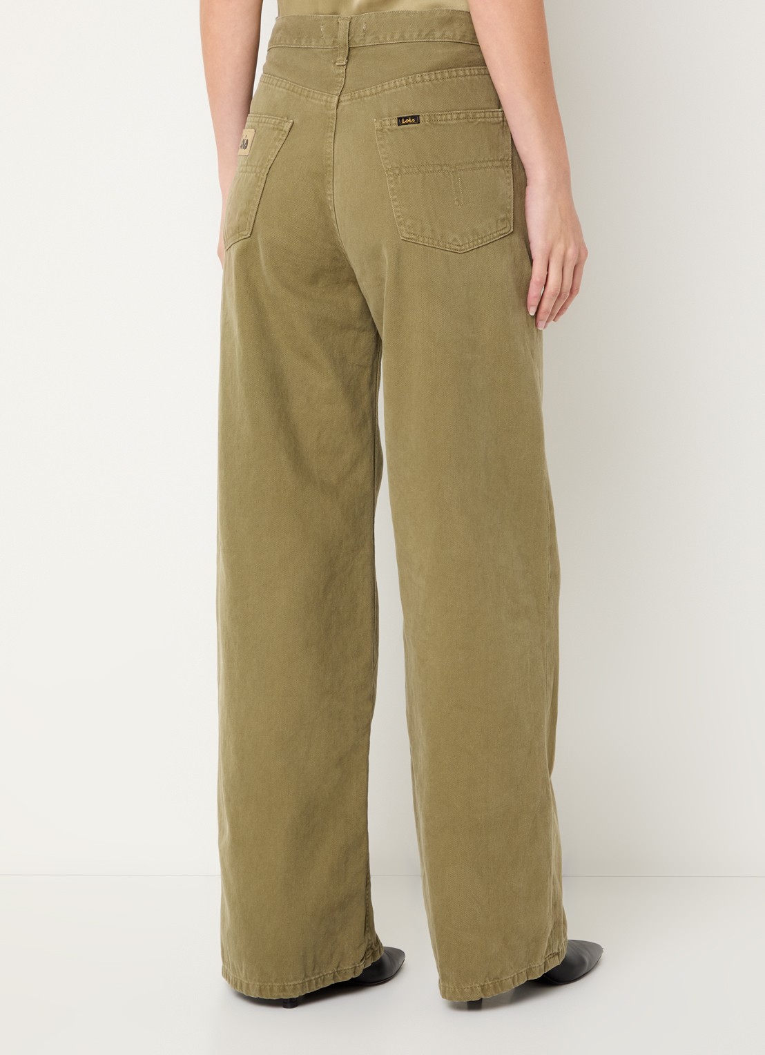 Lois Skater high waist wide leg jeans met gekleurde wassing - achterkant mosgroen