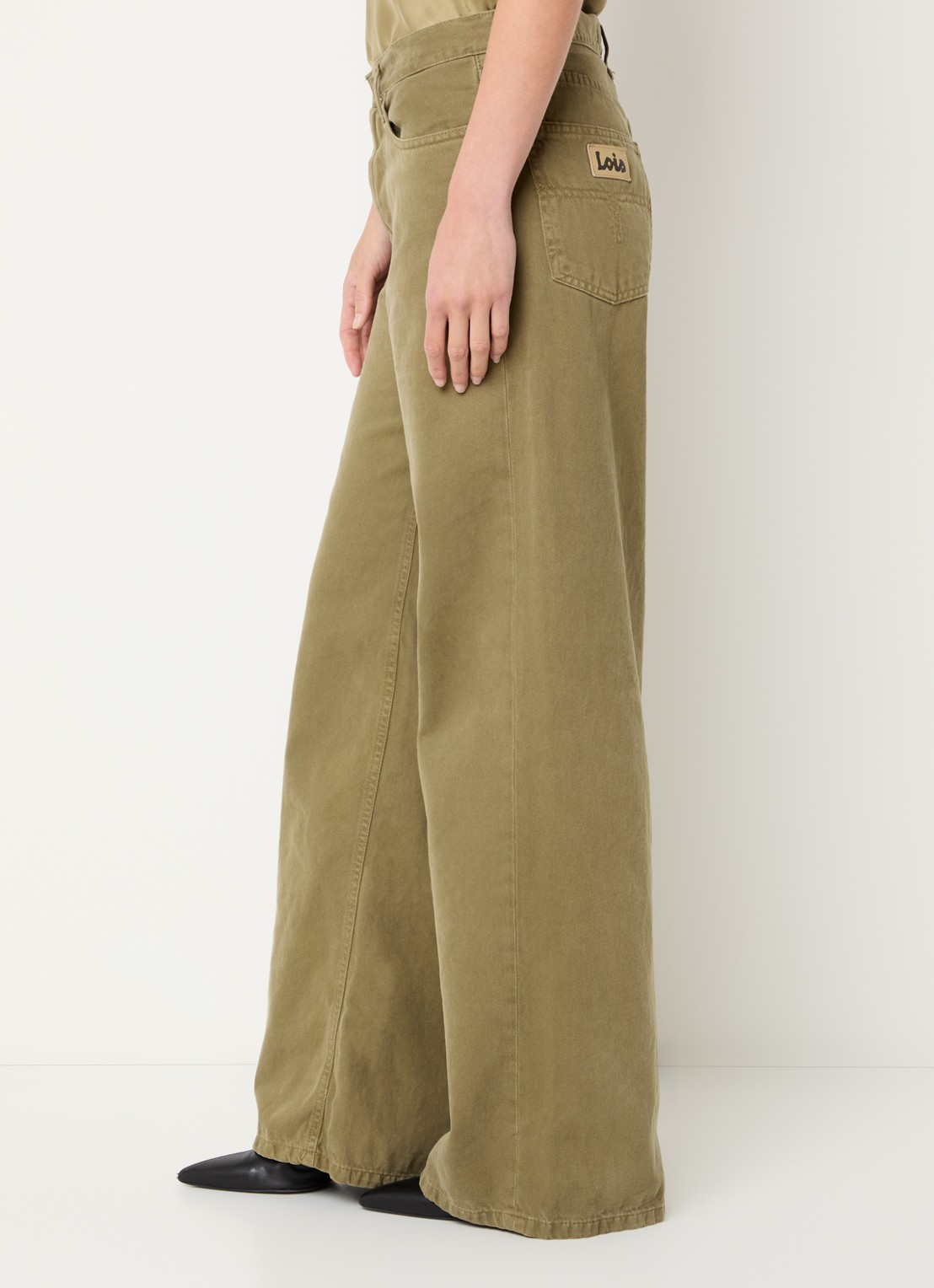 Lois Skater high waist wide leg jeans met gekleurde wassing - detail 3 mosgroen
