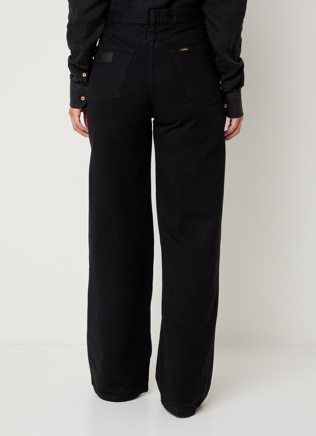 Lois Skater high waist wide leg jeans met gekleurde wassing - achterkant zwart