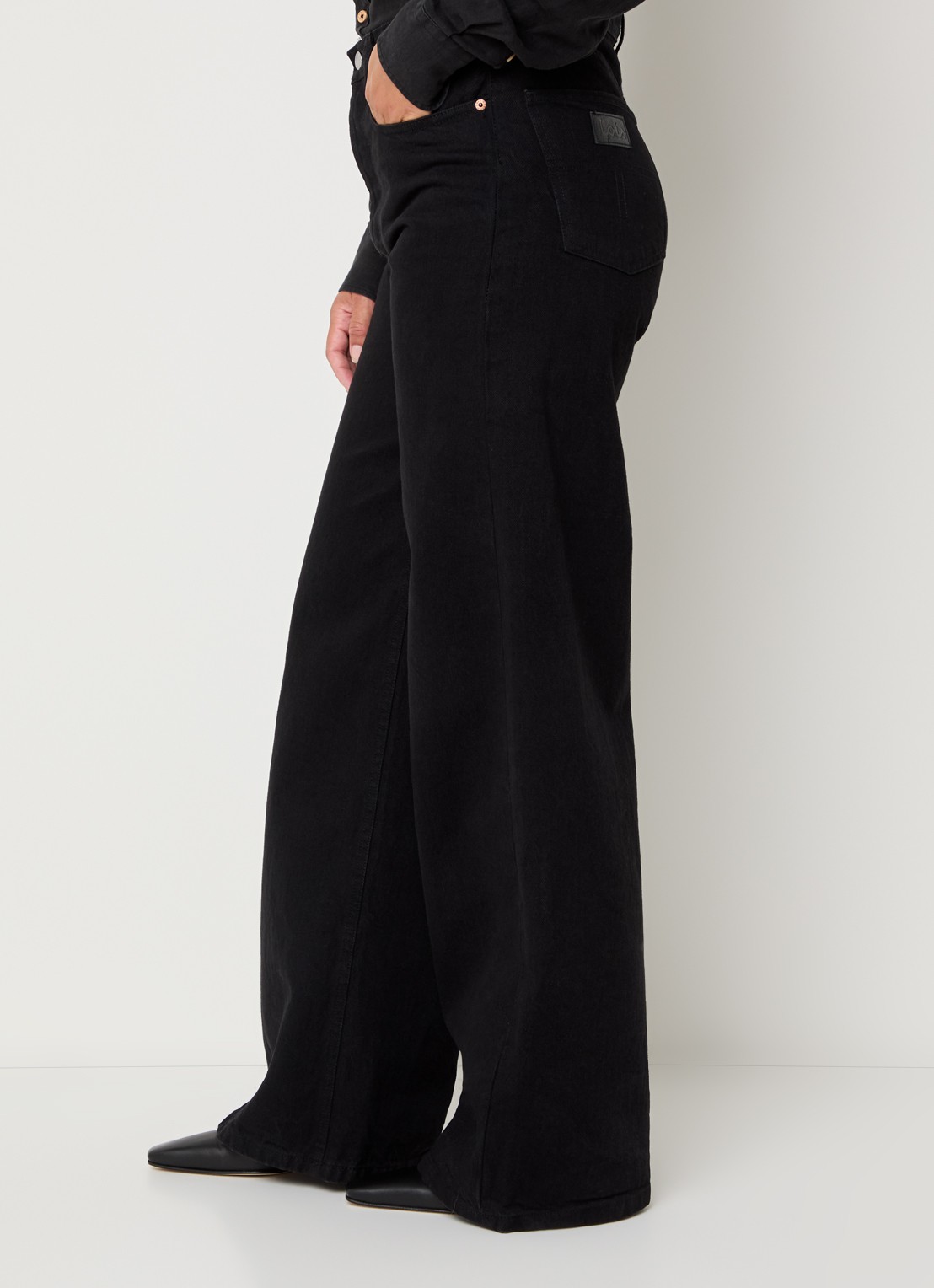 Lois Skater high waist wide leg jeans met gekleurde wassing - detail 3 zwart