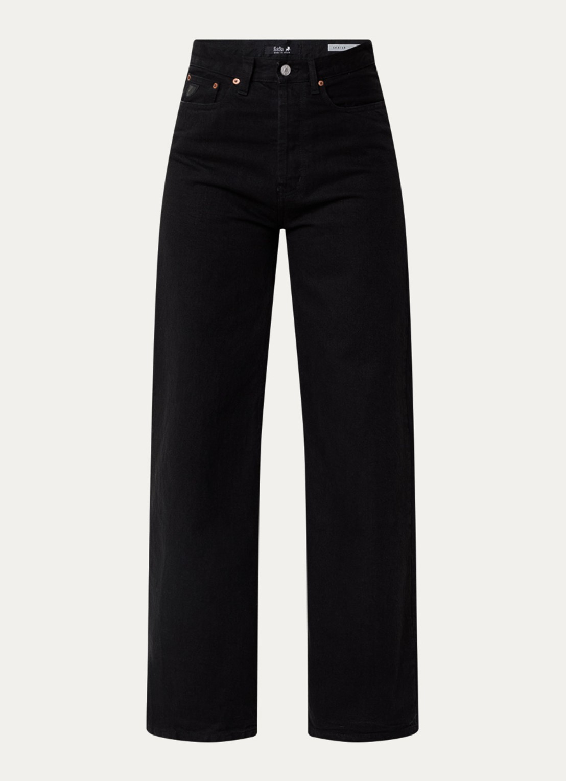 Lois Skater high waist wide leg jeans met gekleurde wassing - voorkant 4 zwart