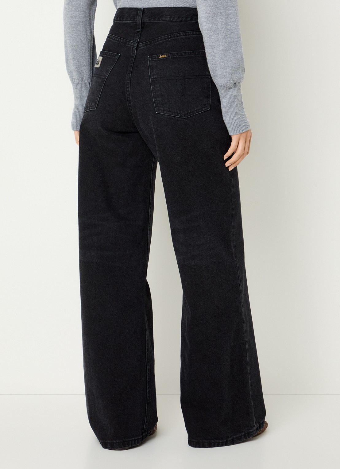 Lois Skater Loose-Z mid waist loose fit jeans met steekzakken - achterkant 3 zwart