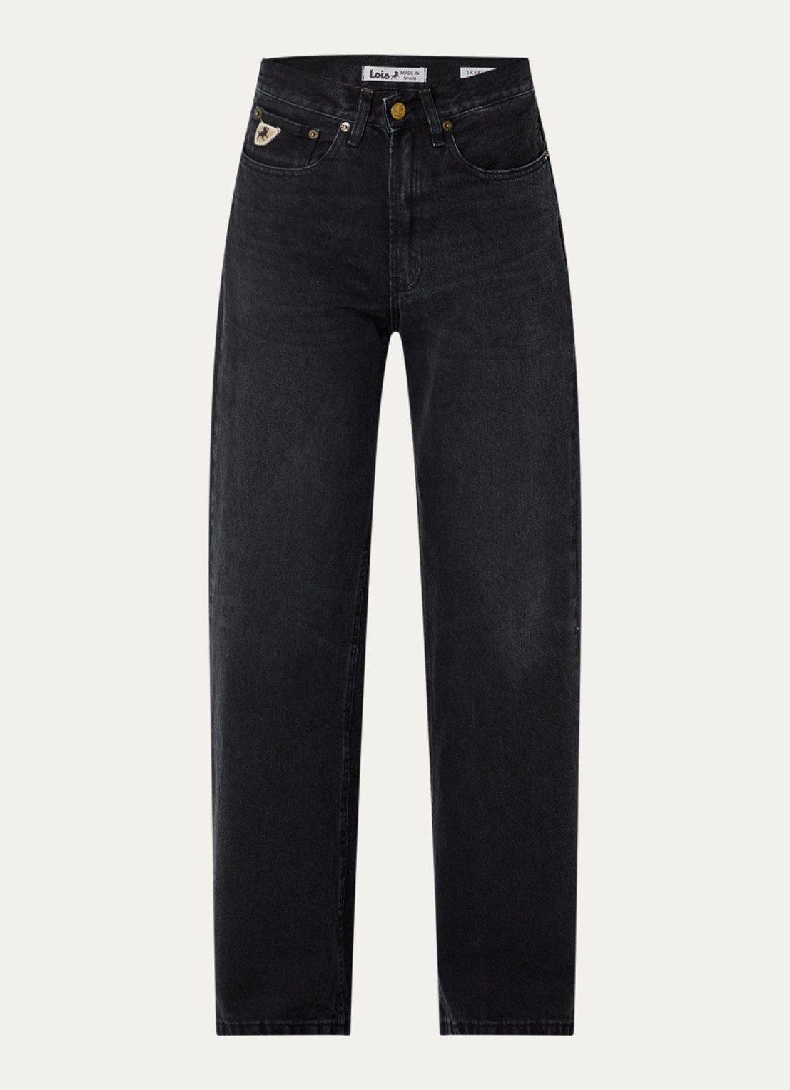 Lois Skater Loose-Z mid waist loose fit jeans met steekzakken - voorkant zwart