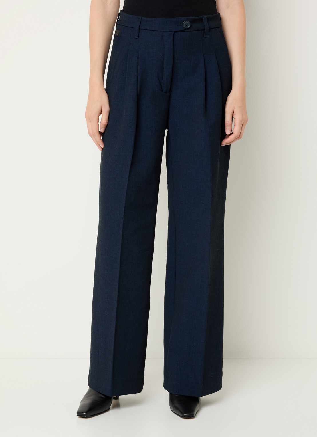 Lois Wanda high waist wide fit pantalon met steekzakken - detail 4 donkerblauw