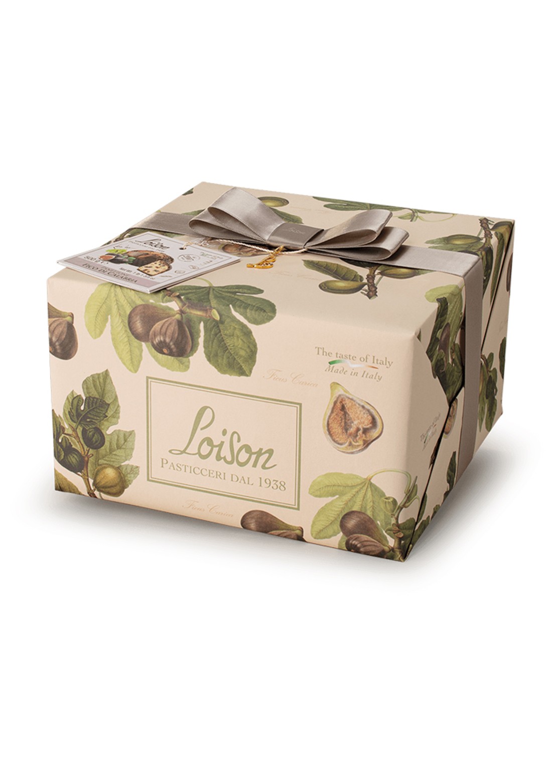Loison Frutta e Fiori Fig from Calabria panettone 500 gram  - voorkant beige