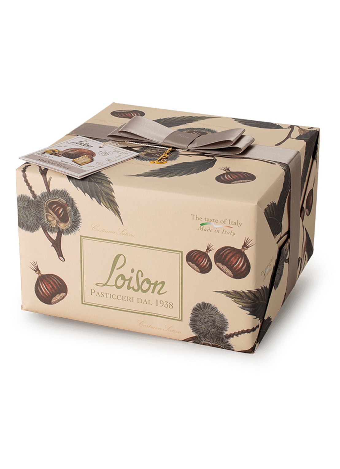 Loison Frutta e Fiori Marron Glacé panettone 600 gram  - voorkant beige