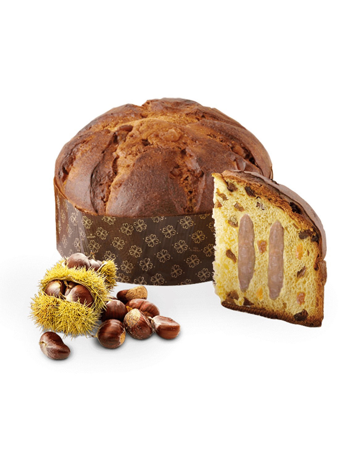 Loison Frutta e Fiori Marron Glacé panettone 600 gram  - voorkant 2 beige
