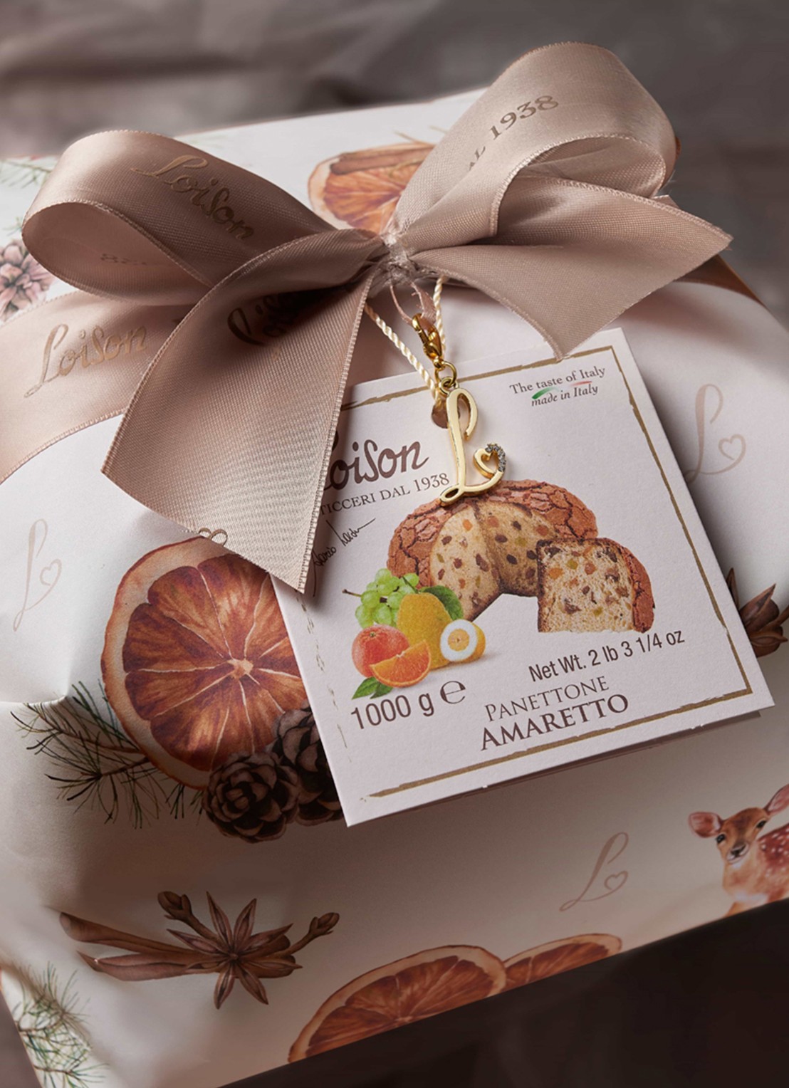 Loison Macaroon panettone 1000 gram - achterkant 3 beige