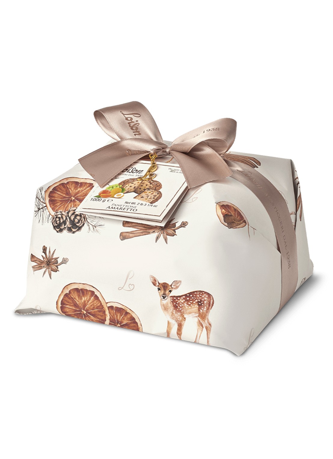 Loison Macaroon panettone 1000 gram - voorkant beige