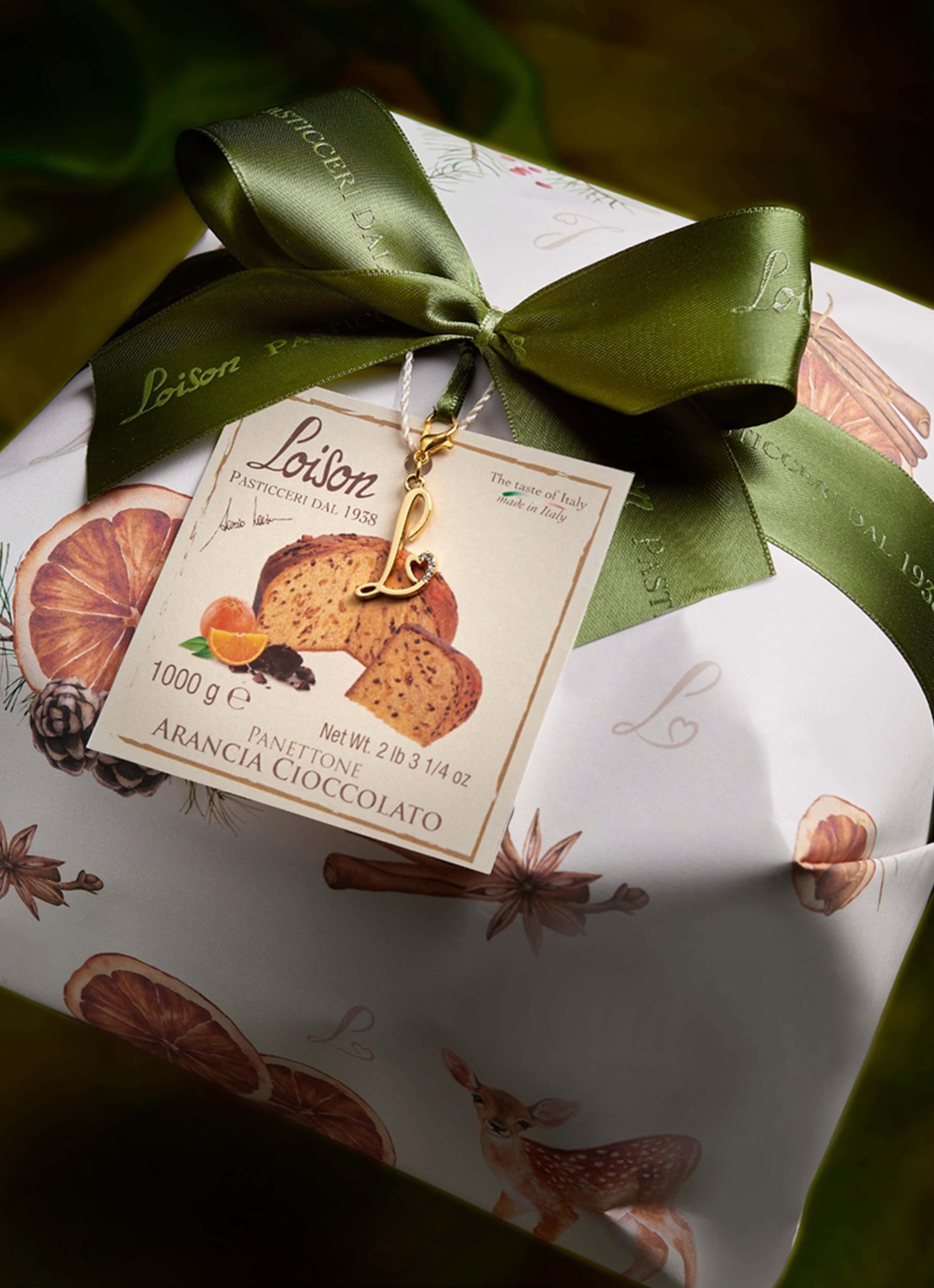 Loison Royal Orange & Chocolate panettone 1000 gram - achterkant beige
