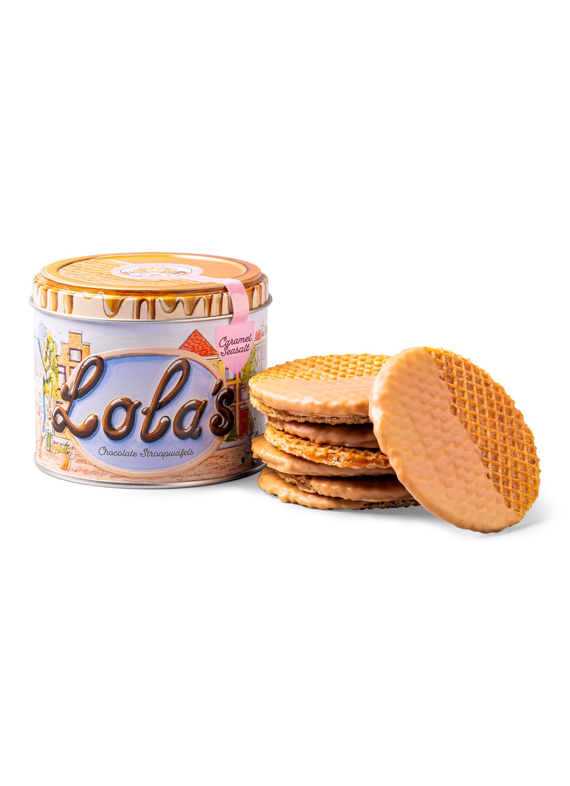 Lola's Chocolates Stroopwafels met karamel zeezout 8 stuks - voorkant 2 undefined