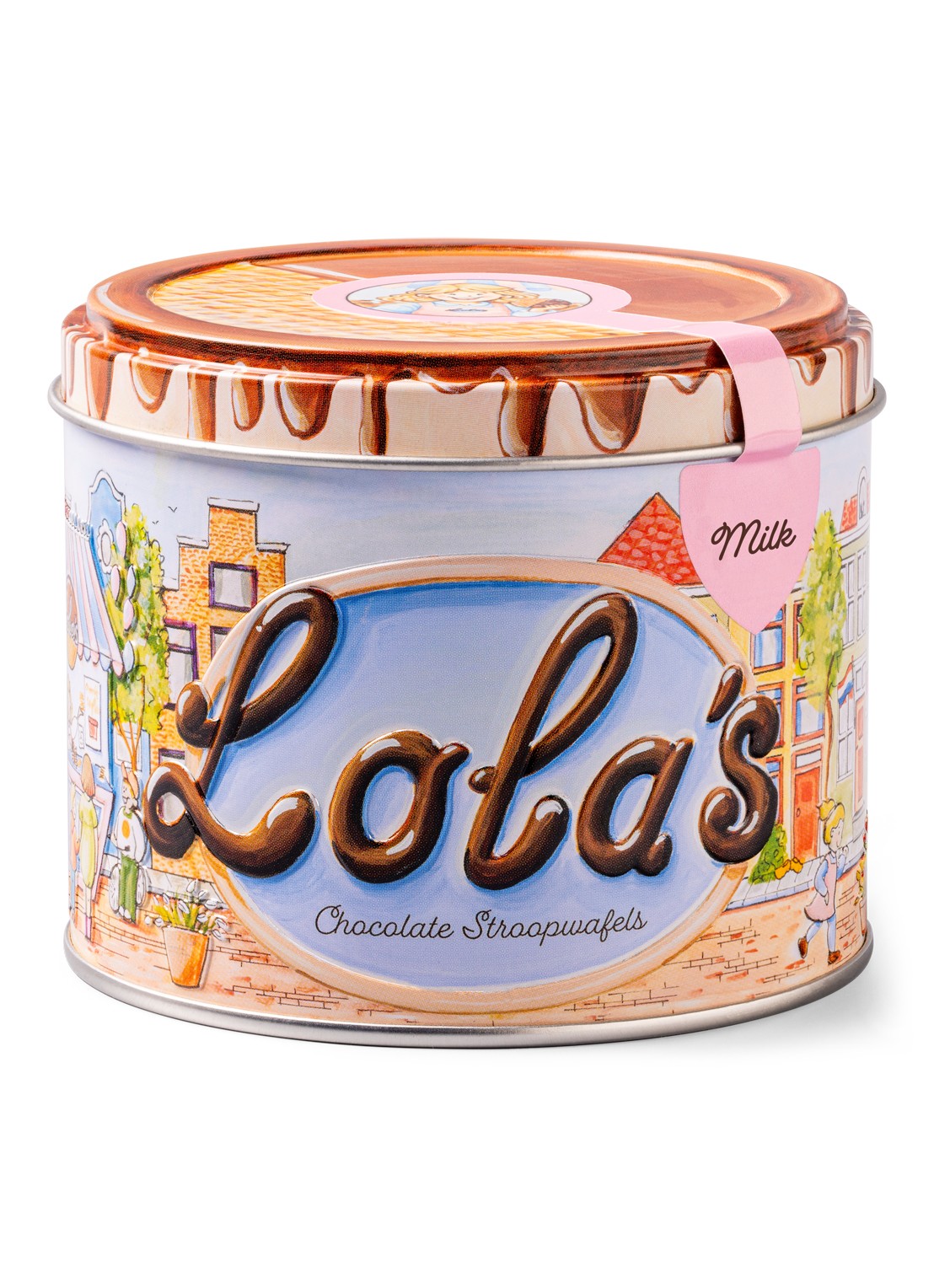 Lola's Chocolates Stroopwafels met melk chocolade 8 stuks - voorkant undefined