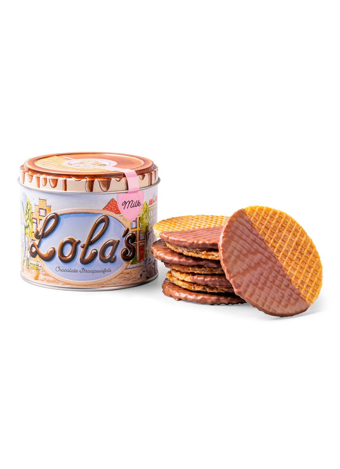 Lola's Chocolates Stroopwafels met melk chocolade 8 stuks - voorkant 2 undefined