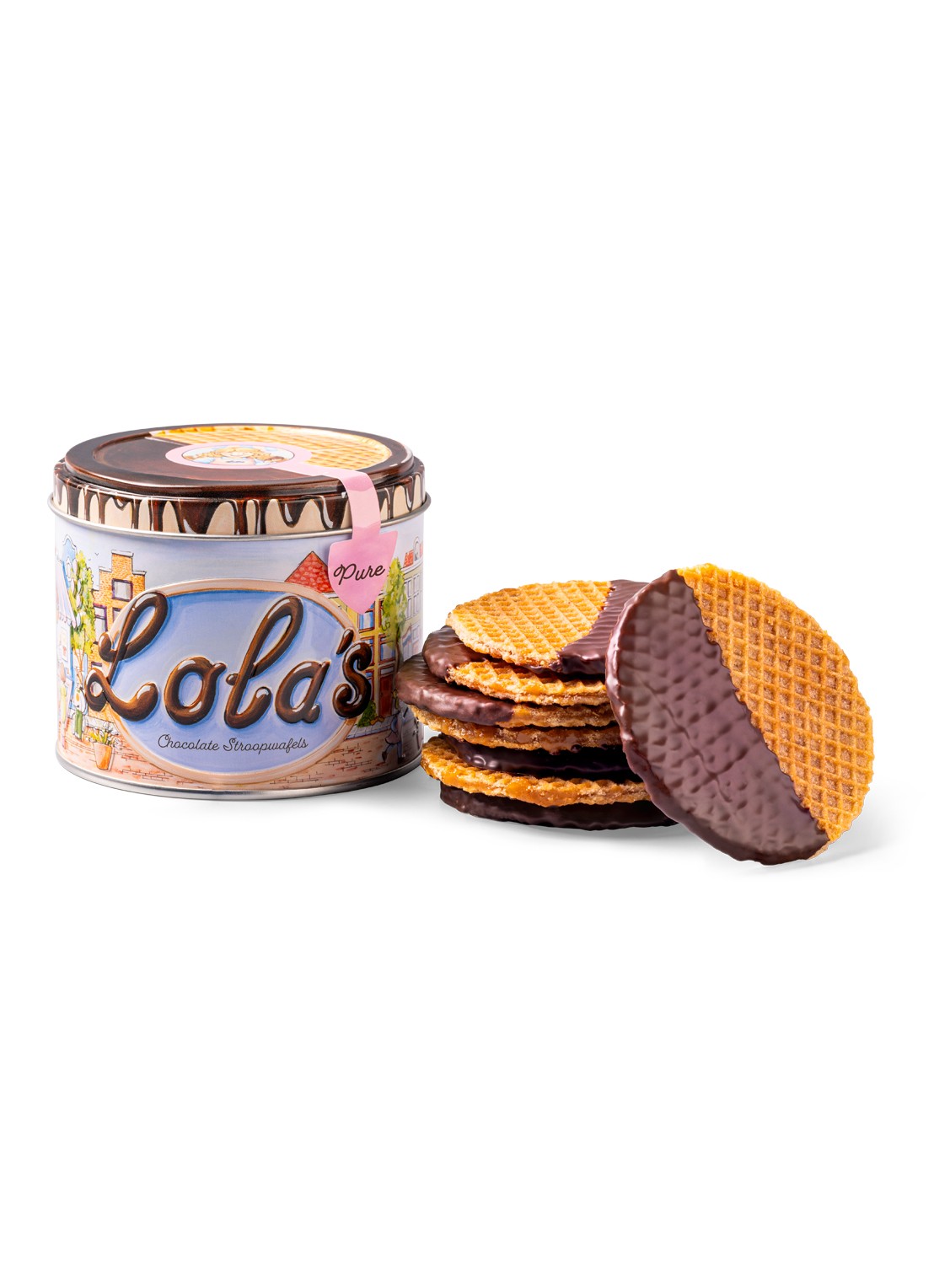 Lola's Chocolates Stroopwafels met pure chocolade 8 stuks - voorkant 2 undefined