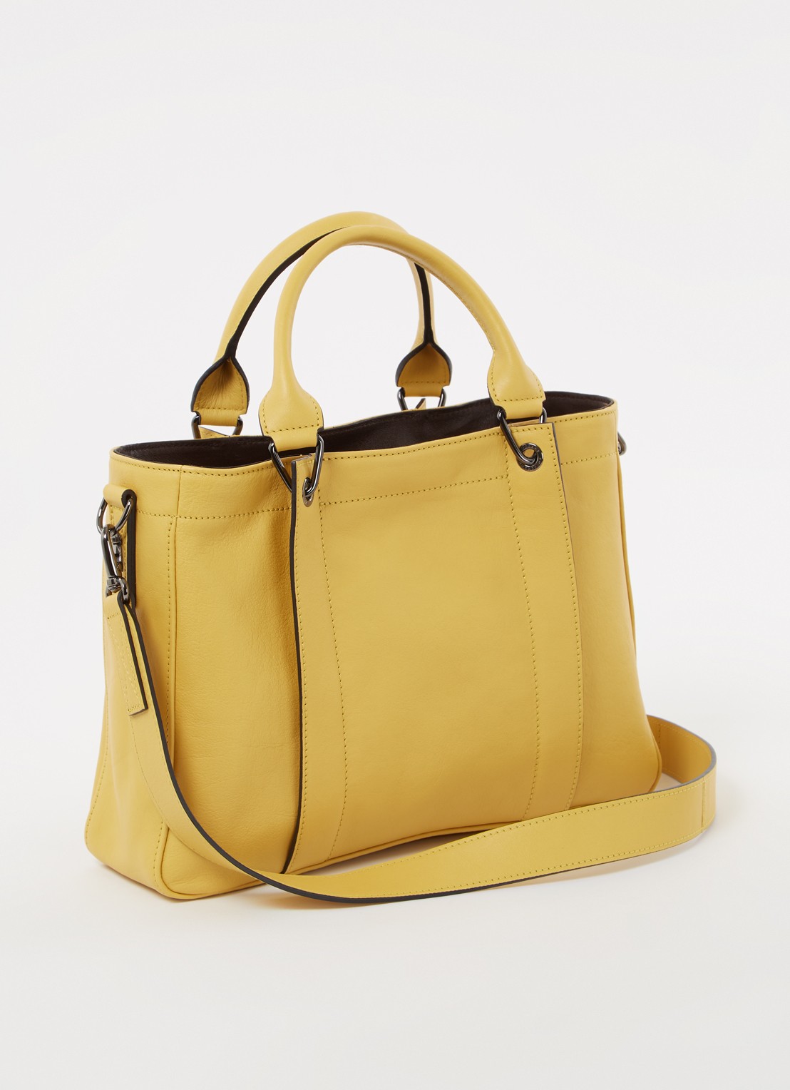 Longchamp 3D handtas S van kalfsleer - achterkant 2 mosterd