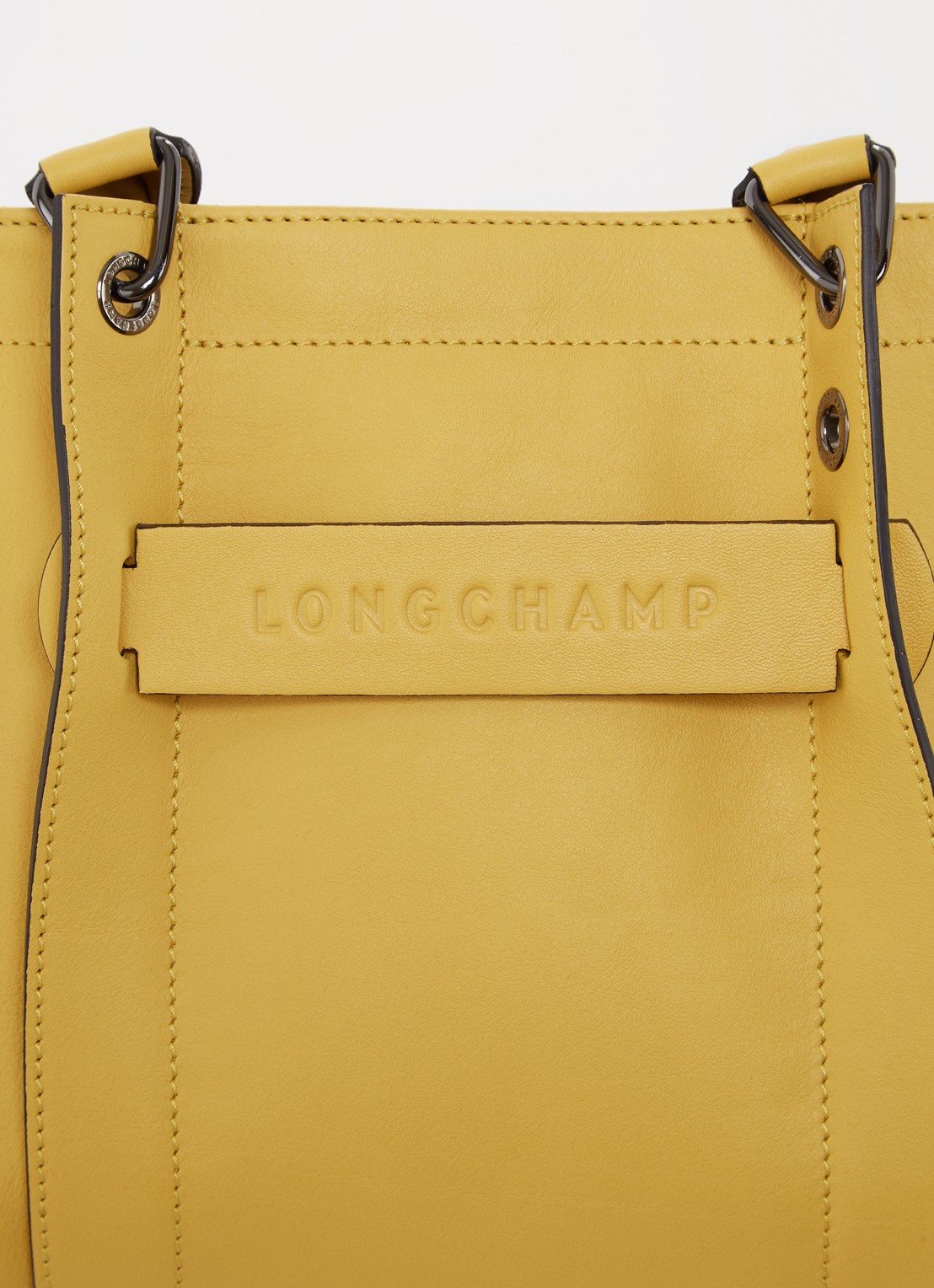 Longchamp 3D handtas S van kalfsleer - detail 5 mosterd