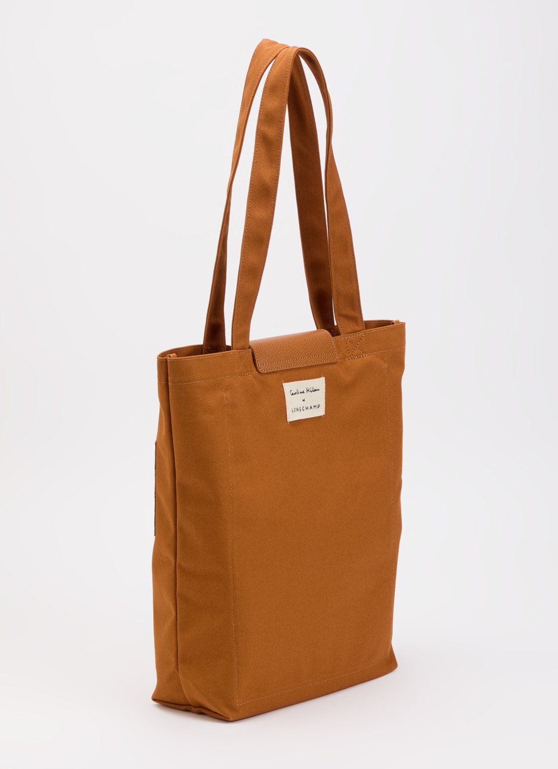 Longchamp Caroline Hélain x Longchamp schoudertas M met leren details - achterkant 2 cognac