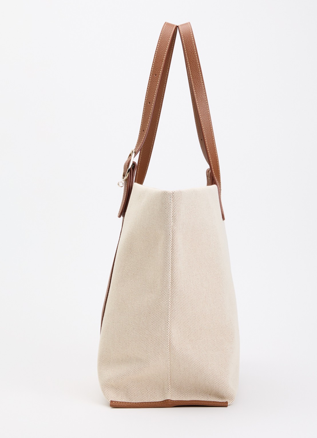 Longchamp Complice shopper XL van canvas met leren details - detail 4 cognac