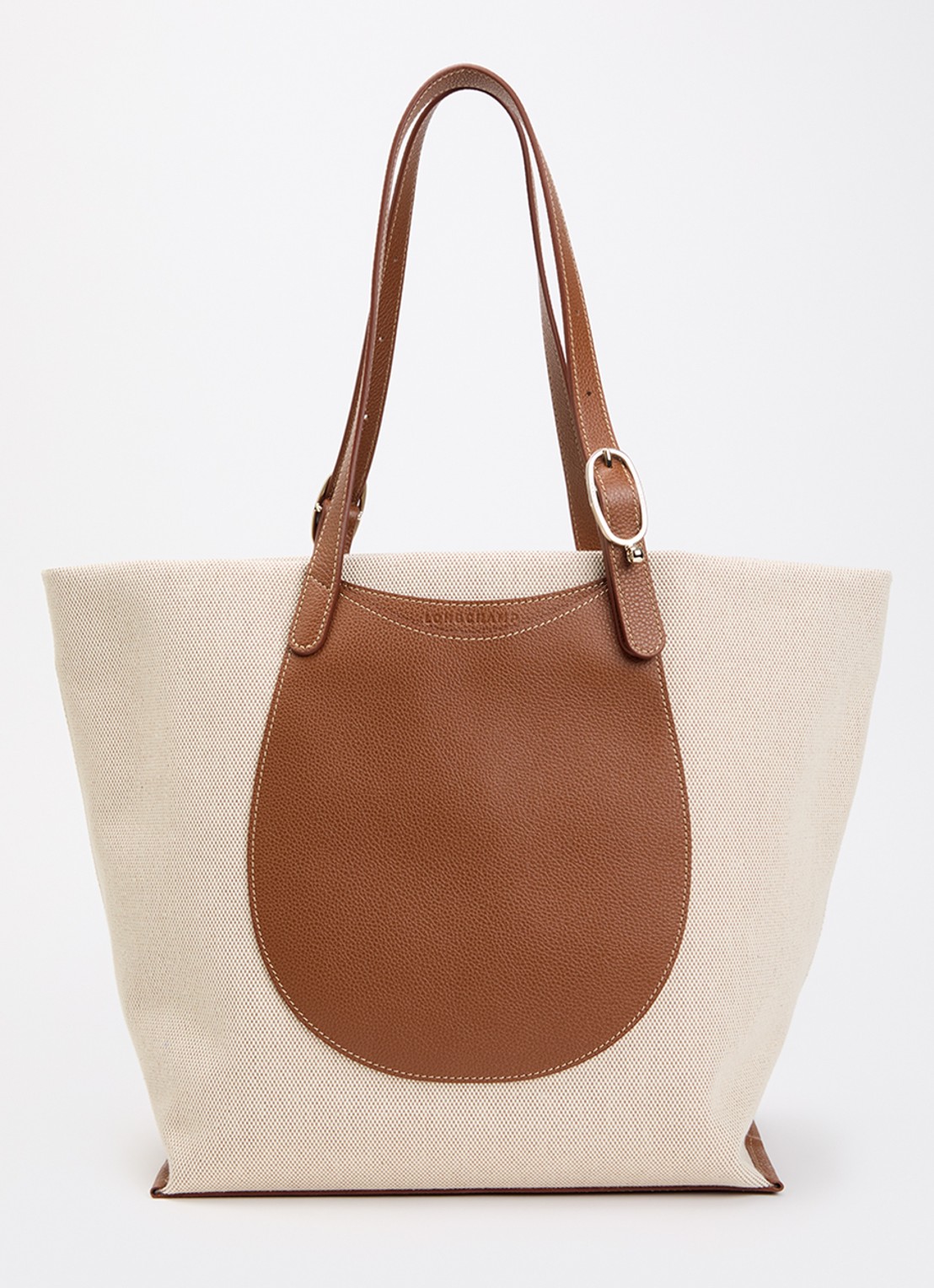 Longchamp Complice shopper XL van canvas met leren details - voorkant 2 cognac