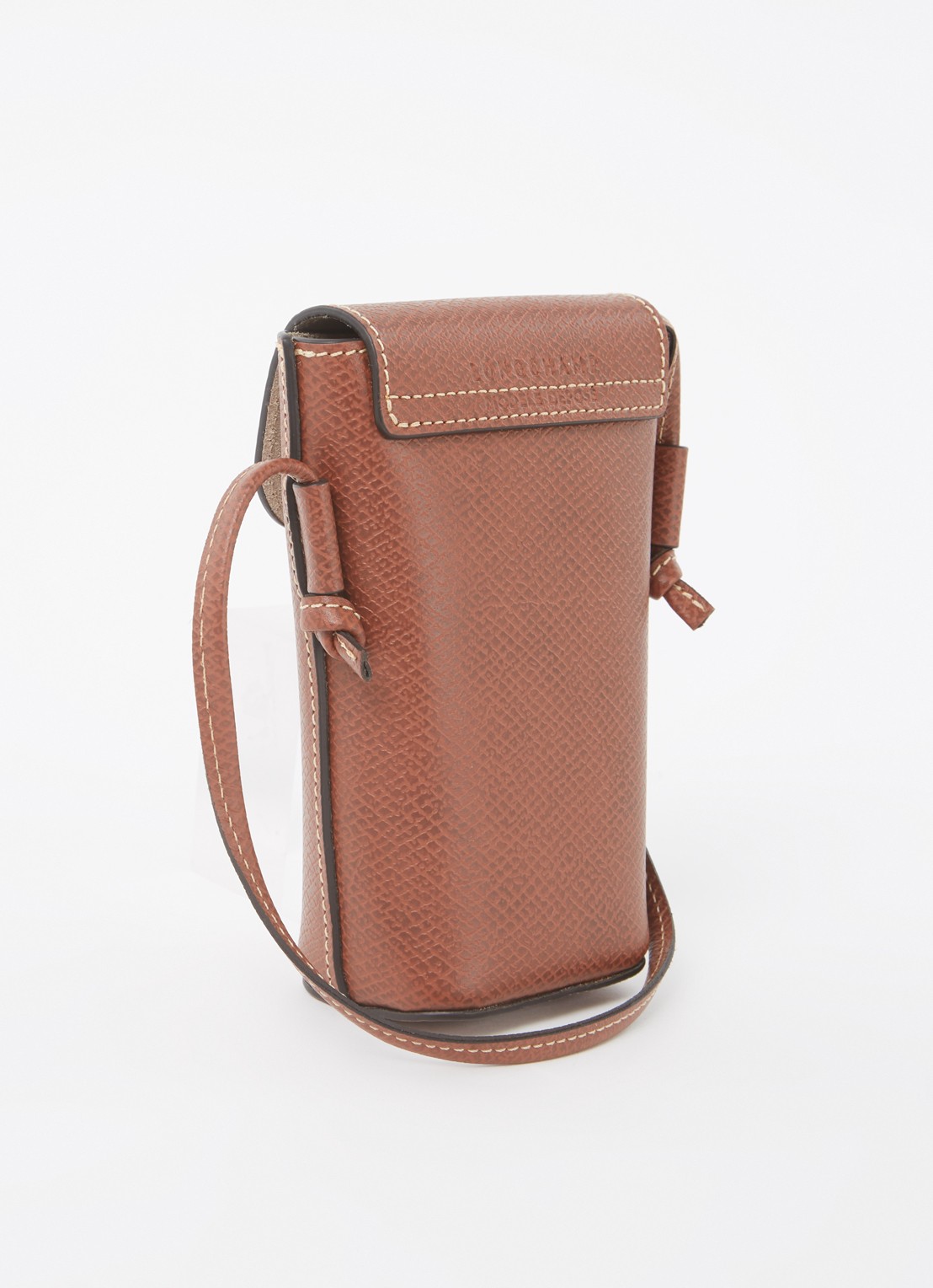 Longchamp Épure crossbody telefoonhoes van leer - achterkant cognac