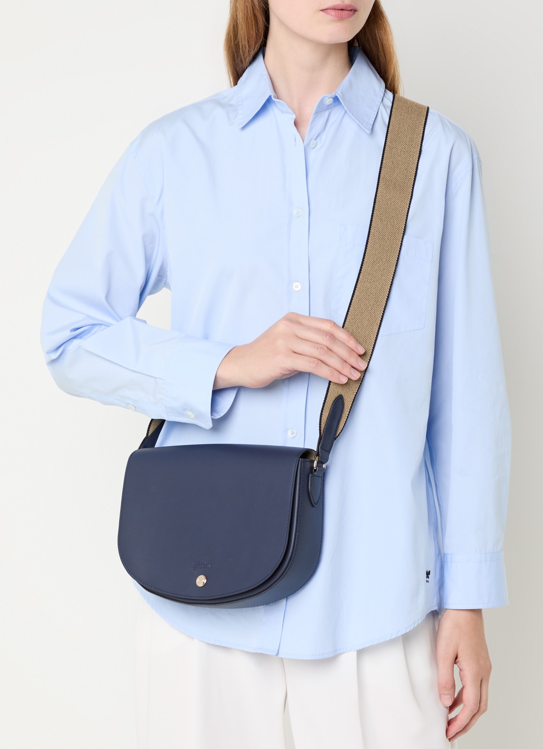 Longchamp Épure crossbodytas M van kalfsleer - voorkant 3 donkerblauw