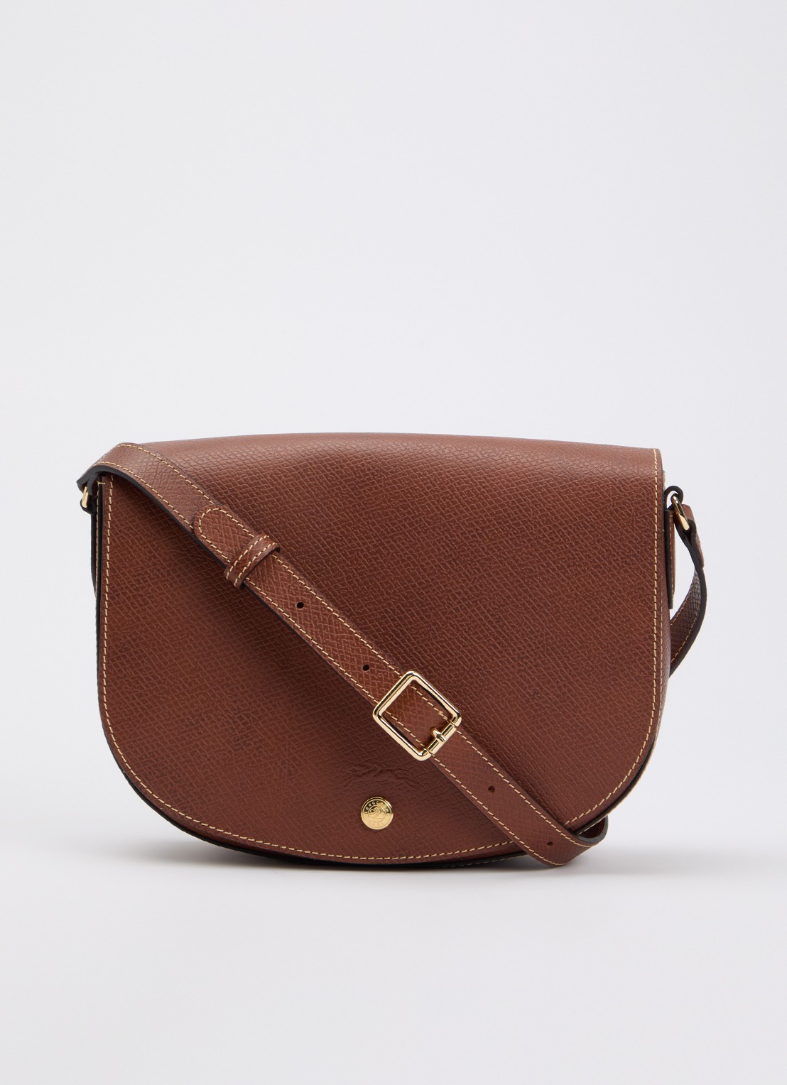 Longchamp Épure crossbodytas M van leer met verstelbare schouderriem  - voorkant 5 roestbruin