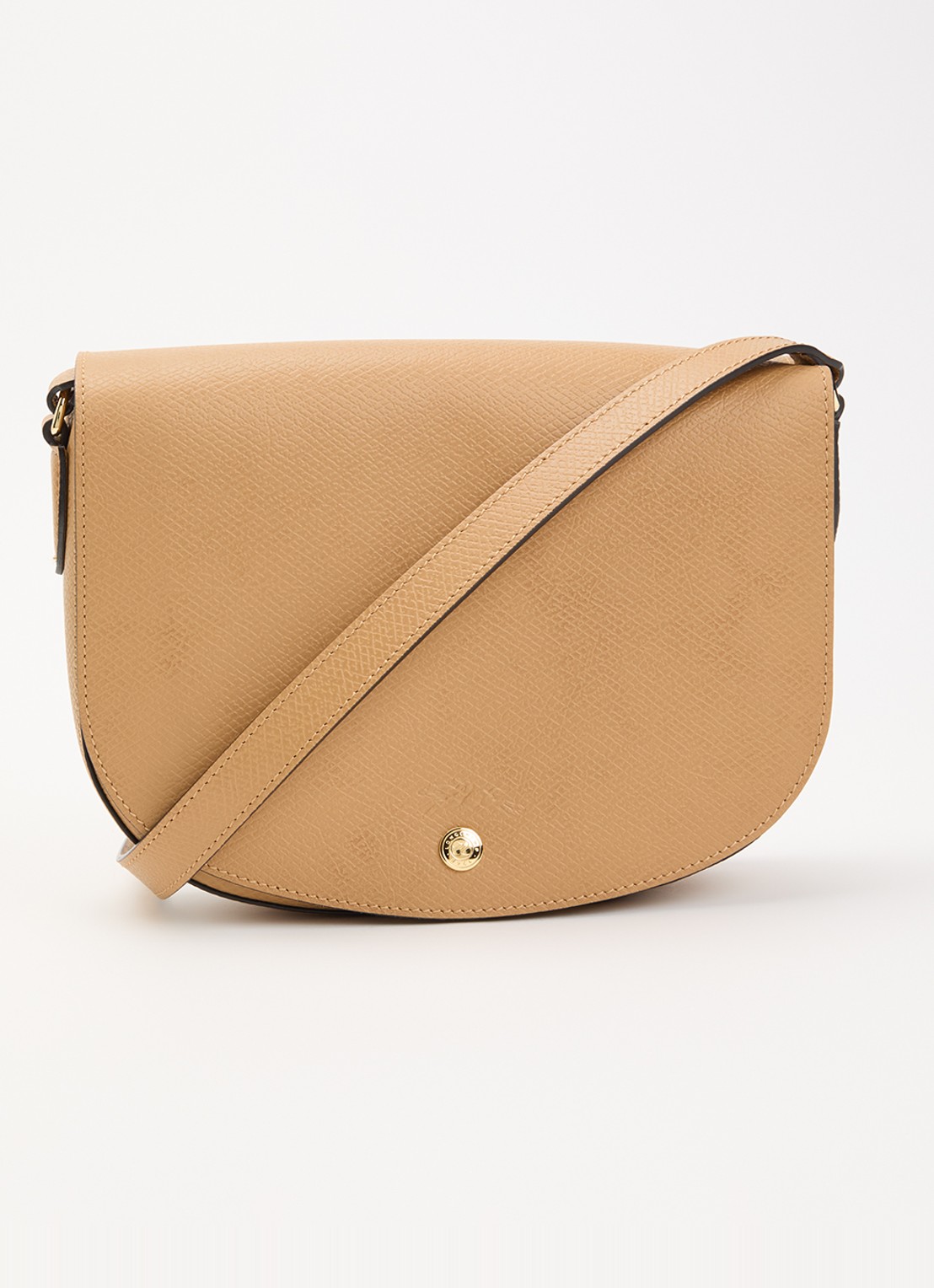 Longchamp Épure crossbodytas M van leer met verstelbare schouderriem  - voorkant taupe