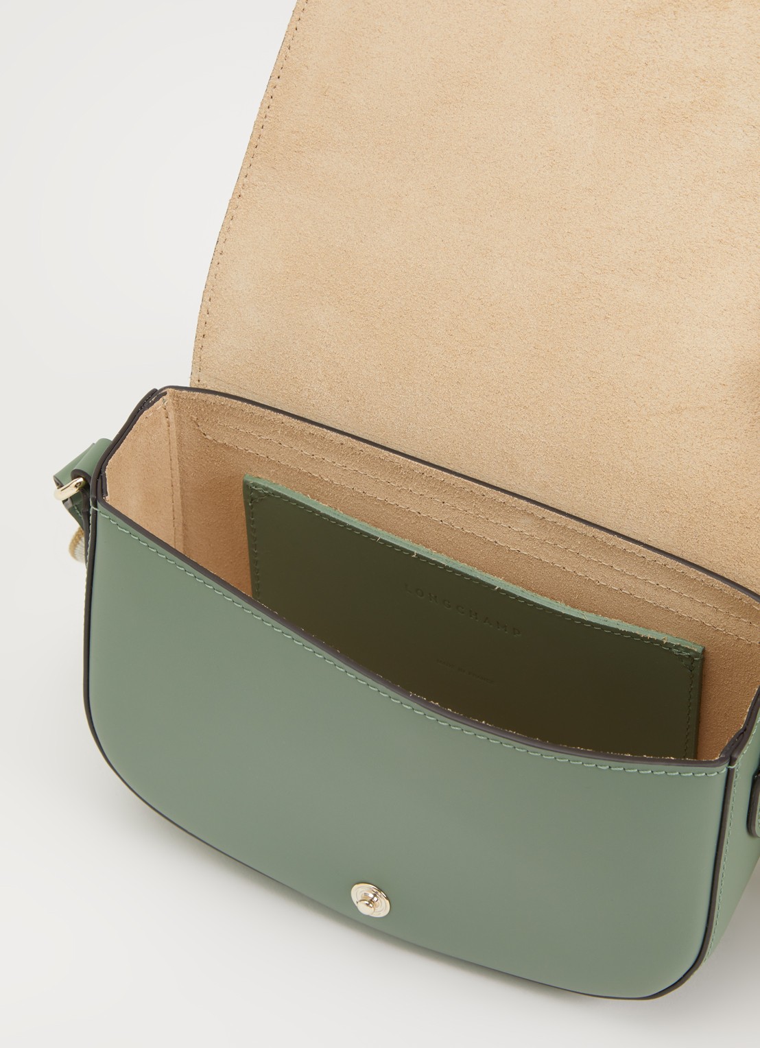 Longchamp Épure crossbodytas S van kalfsleer - detail groen