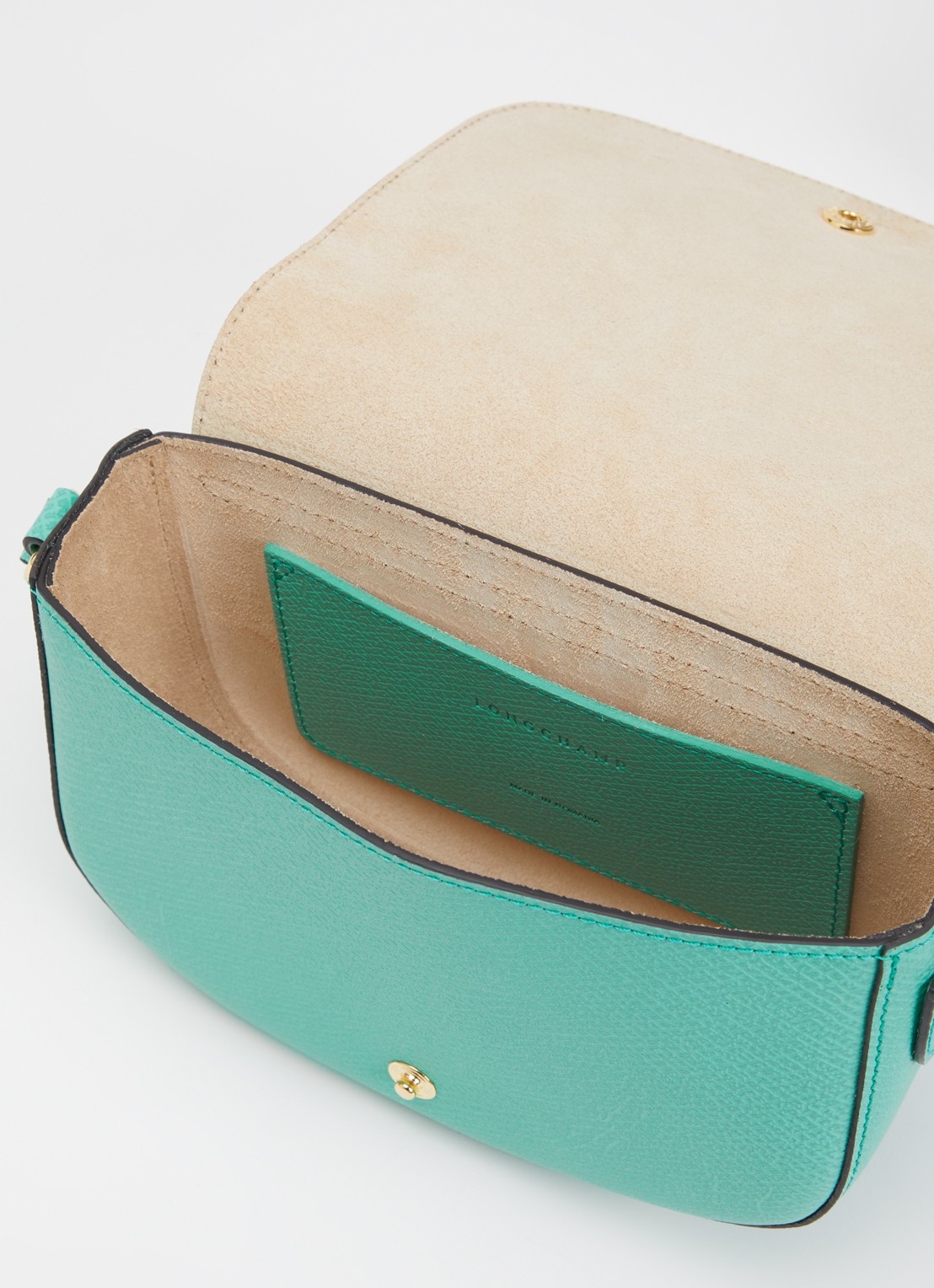 Longchamp Épure crossbodytas S van leer met verstelbare schouderriem - detail 2 mint