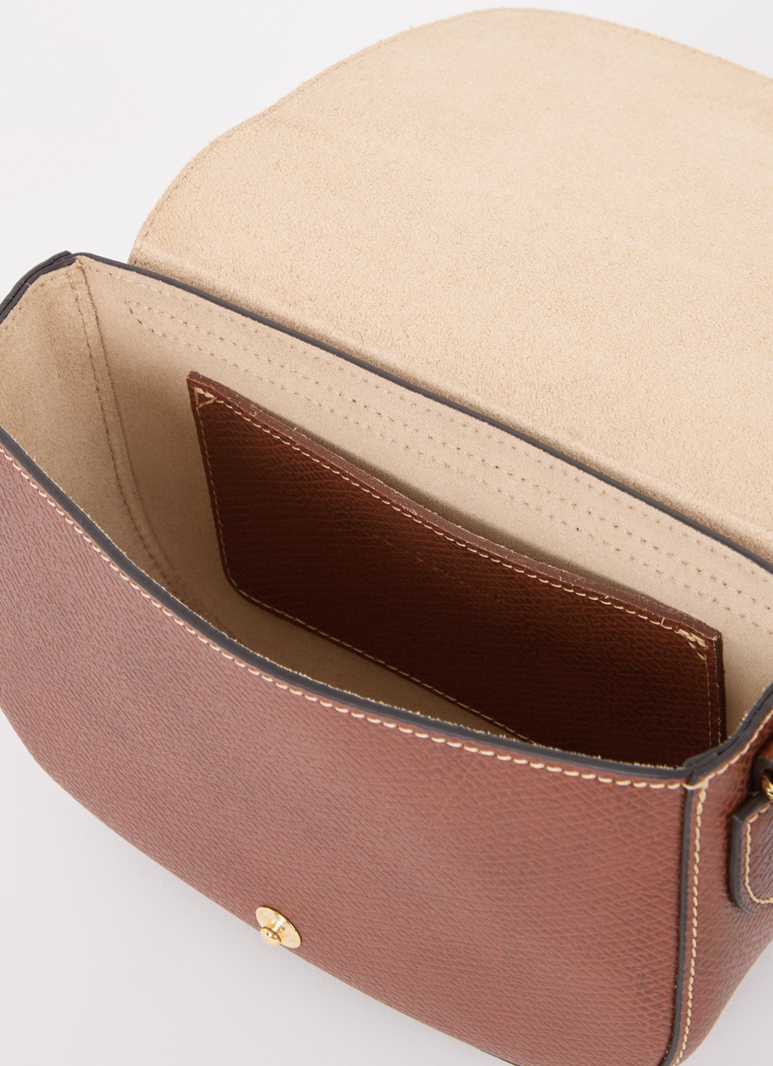 Longchamp Épure crossbodytas S van leer - detail 2 roodbruin