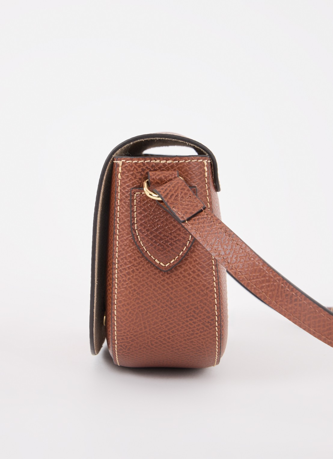 Longchamp Épure crossbodytas S van leer - detail 3 roodbruin