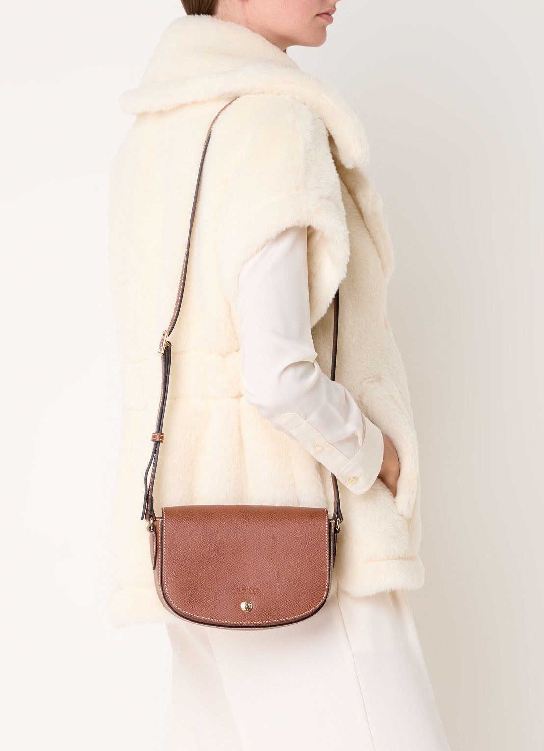 Longchamp Épure crossbodytas S van leer - voorkant 5 roodbruin
