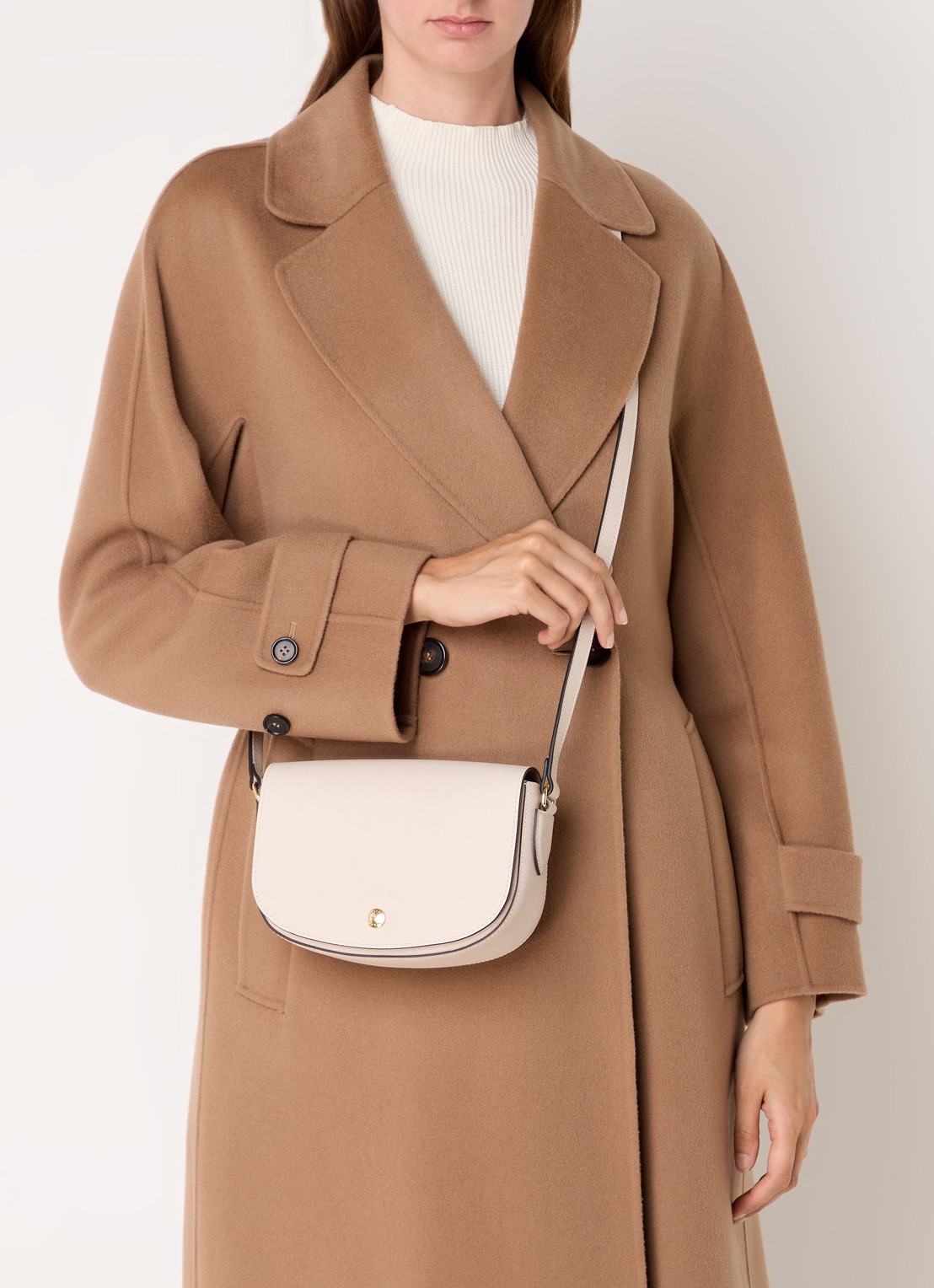 Longchamp Épure crossbodytas S van leer - voorkant 4 beige