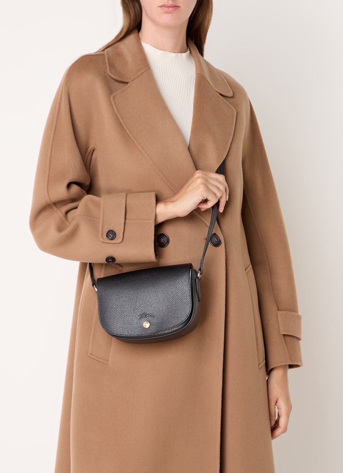 Longchamp Épure crossbodytas S van leer - voorkant 5 zwart