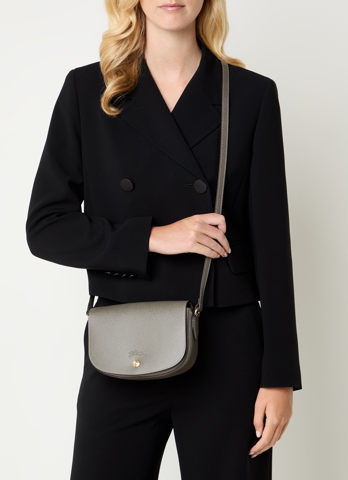 Longchamp Épure crossbodytas S van leer - voorkant 6 olijfgroen