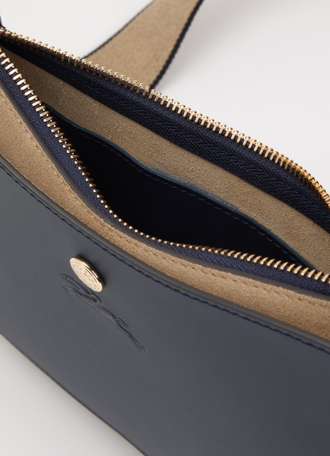 Longchamp Épure crossbodytas van kalfsleer met verstelbare schouderriem  - detail 4 indigo