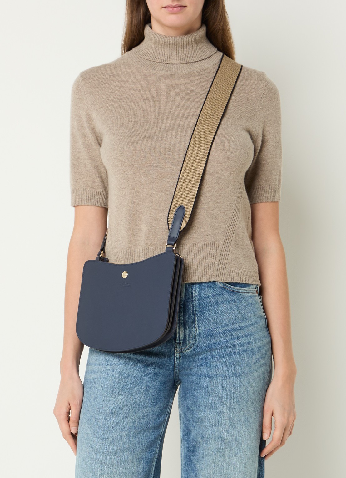 Longchamp Épure crossbodytas van kalfsleer met verstelbare schouderriem  - voorkant 3 indigo