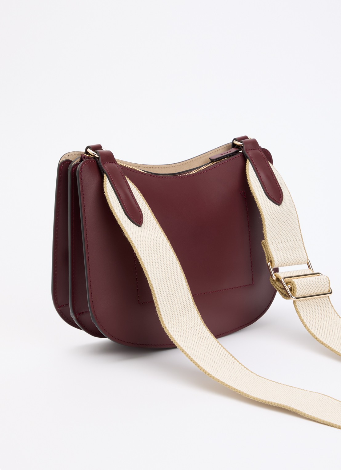 Longchamp Épure crossbodytas van kalfsleer met verstelbare schouderriem  - achterkant bordeauxrood
