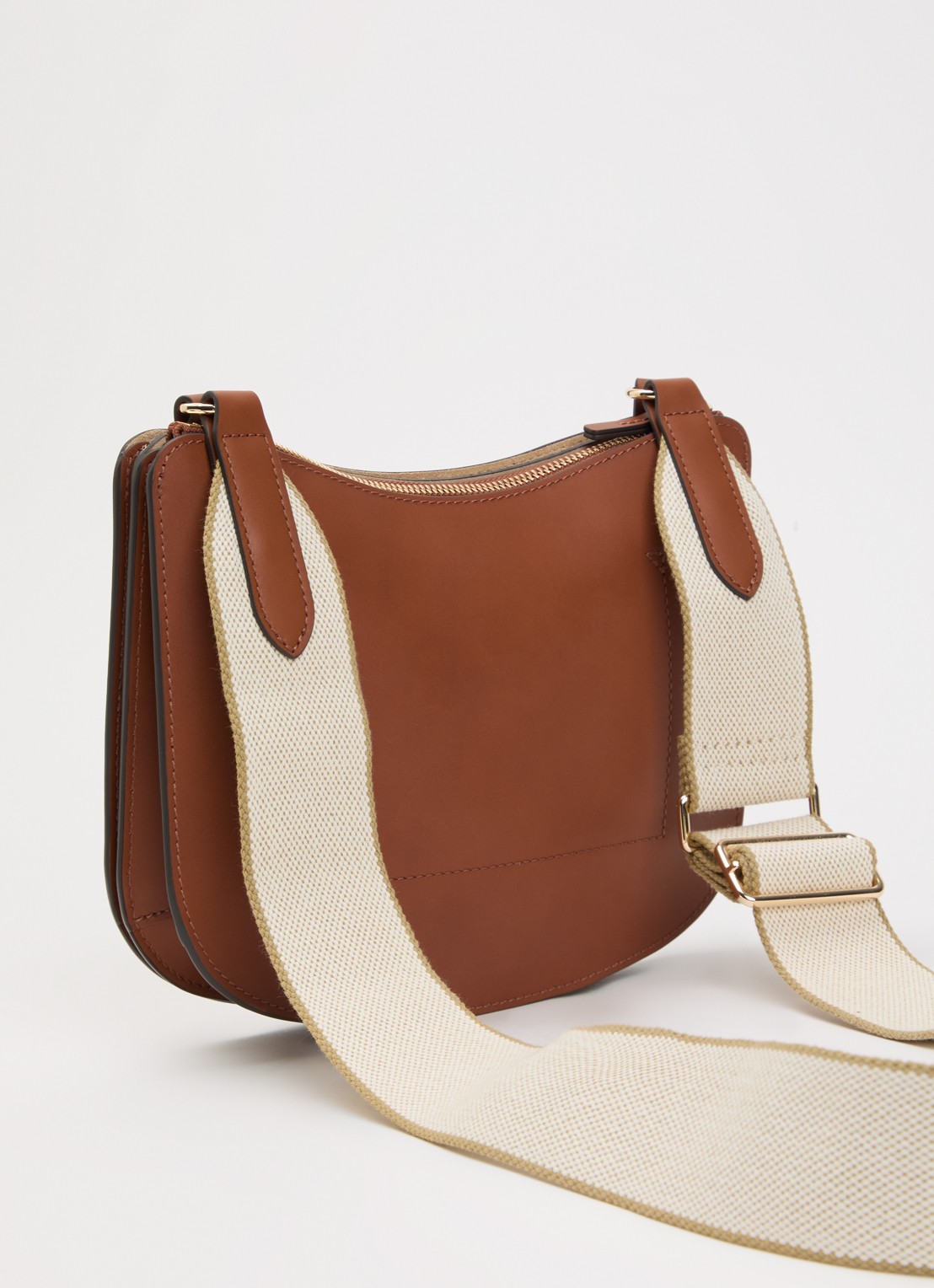Longchamp Épure crossbodytas van kalfsleer met verstelbare schouderriem  - achterkant cognac
