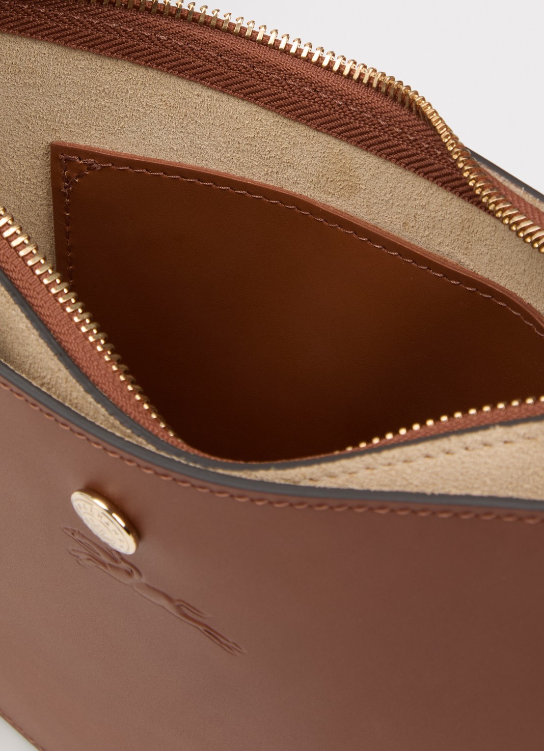 Longchamp Épure crossbodytas van kalfsleer met verstelbare schouderriem  - detail 4 cognac