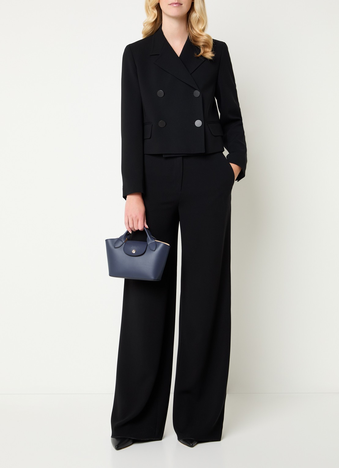 Longchamp Épure crossbodytas XS van kalfsleer met afneembare schouderriem - voorkant 3 donkerblauw