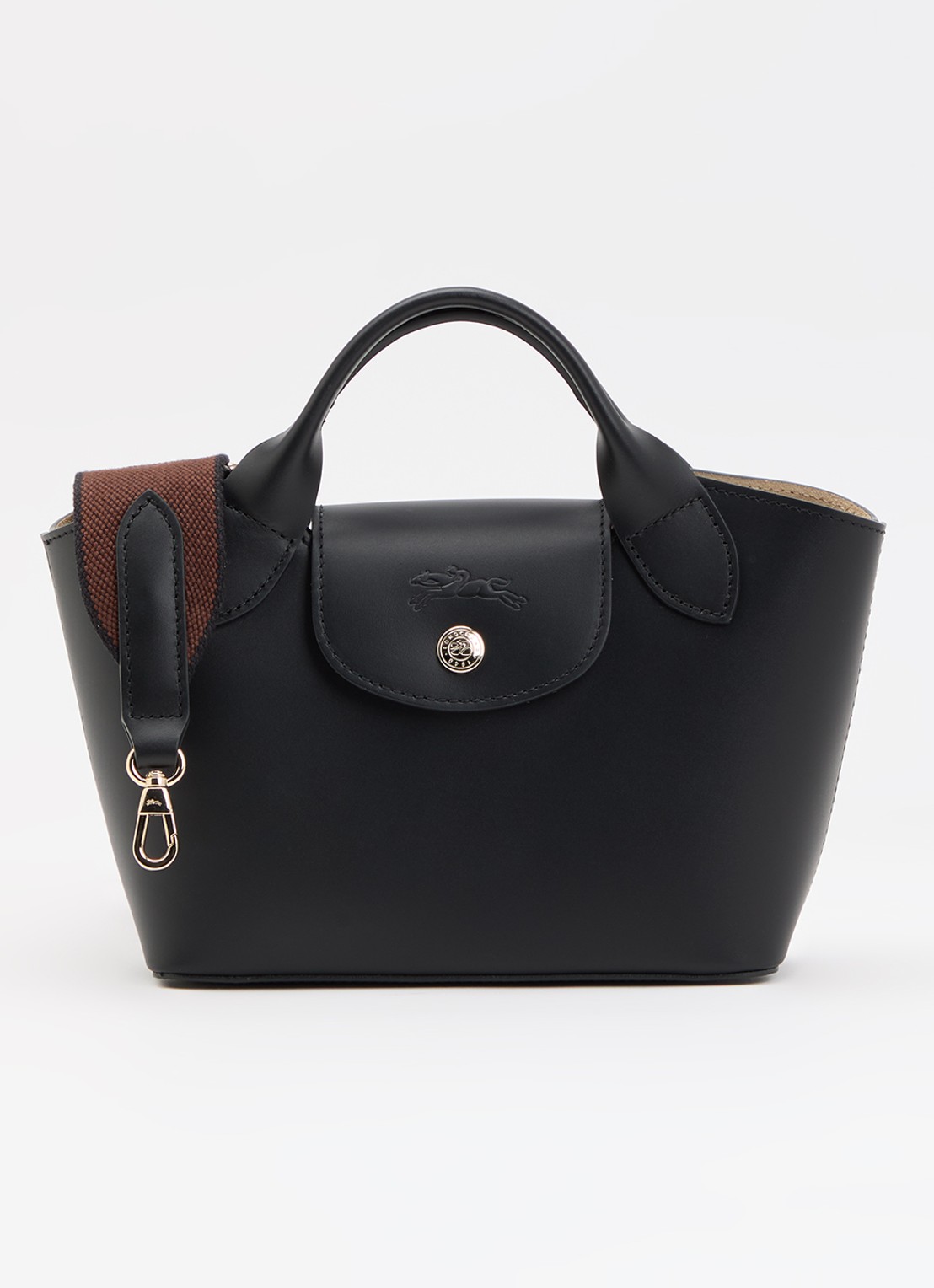 Longchamp Épure crossbodytas XS van kalfsleer met afneembare schouderriem - voorkant 2 zwart