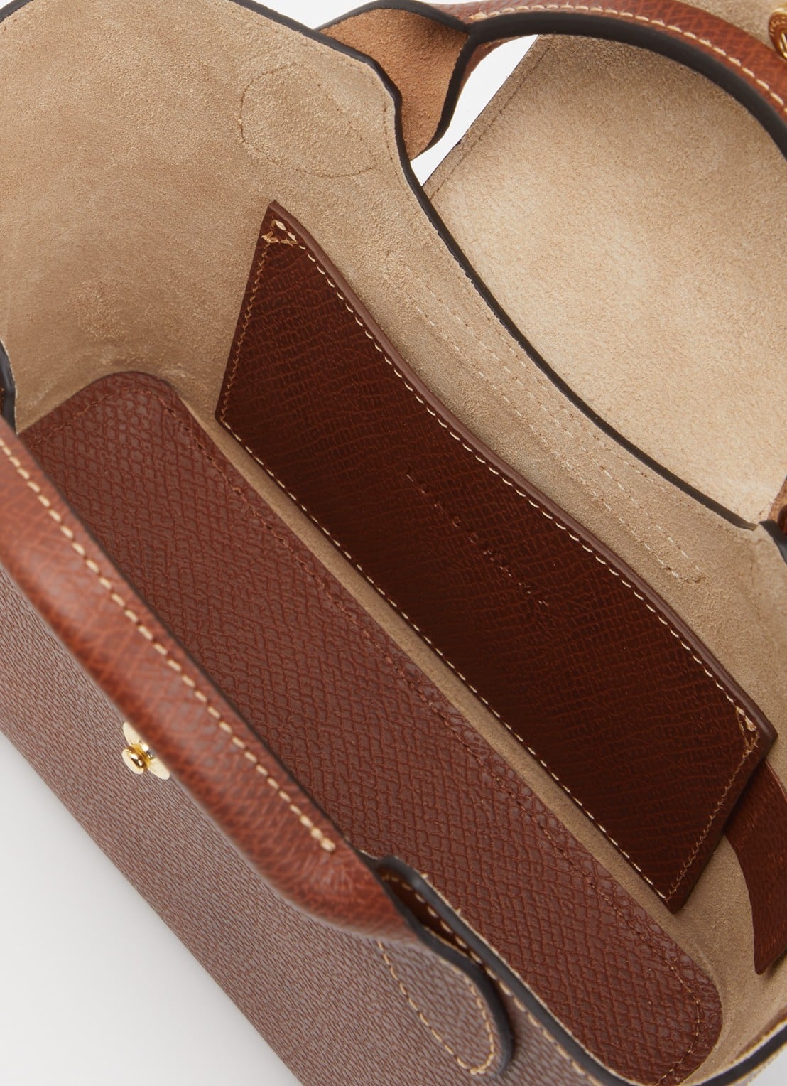 Longchamp Épure crossbodytas XS van leer met afneembare schouderriem - detail roodbruin